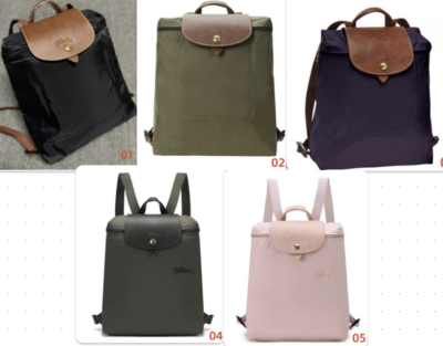 see description 5colors Longchamp Le Pliage M size Backpack Leather Zipper bag