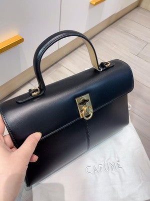 CAFUNE Stance Wallet  Shoulder Bag Handbag 2way Black Leather Signature C Rock