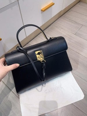 CAFUNE Stance Wallet  Shoulder Bag Handbag 2way Black Leather Signature C Rock