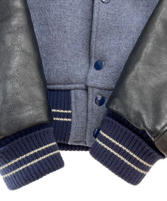 【36】 WHITESVILLE WV12839 Leather Stadium Jumper  jacket Blue x Black