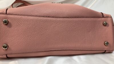 COACH Tote bag Handbag Signature Canvas Leather Shiny Pink Turn Lock Zip bag