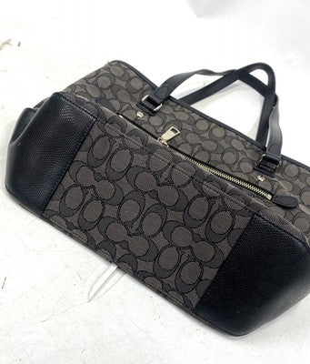Coach Signature Canvas x Leather Handbag Tote Bag City bag Women's Black