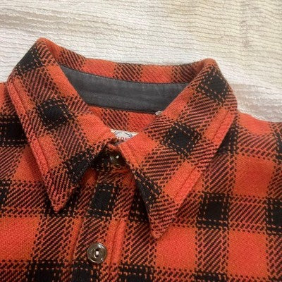 The Flat Head Heavy Flannel Shirt Size 40/L Orange and Black Cotton