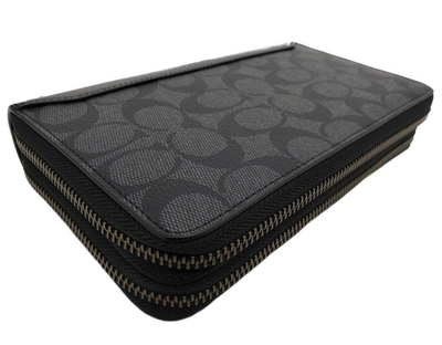 COACH Long Wallet F93240 Double Zip Second Bag Charcoal x Black Outlet Product