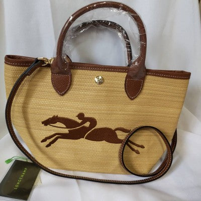 Longchamp Le Pliage M size Tote Bag Handbag Shoulder bags Brown Leather