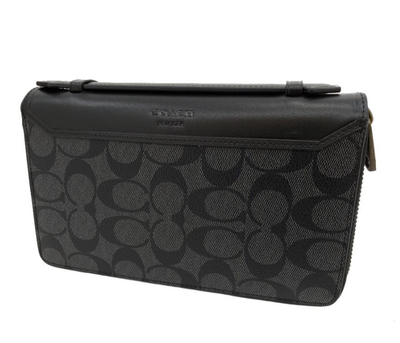 COACH Long Wallet F93240 Double Zip Second Bag Charcoal x Black Outlet Product