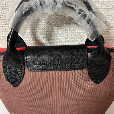 Longchamp Le Pliage Limited Collection XS size Tote Bag Handbag Red Leather