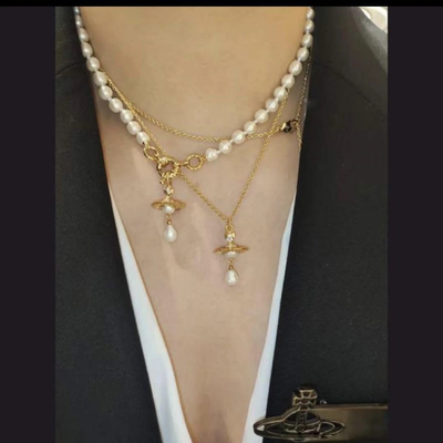 Vivienne Westwood Pearl Choker Alexa Necklace/Silver & Pearl Box included