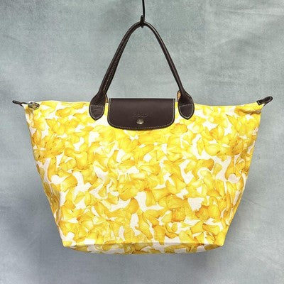 Longchamp Le Pliage L size Tote Bag Handbag Yellow petals Women's fashion