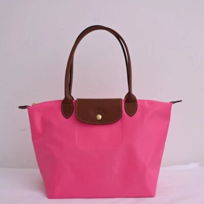 see description 3size Longchamp Le Pliage Tote Bag Handbag Pink Leather
