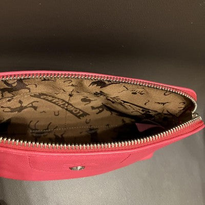 LongchampLe Pliage Cuir Pouch Handbag Clutch Bag Leather Pouch Zipper bag Red