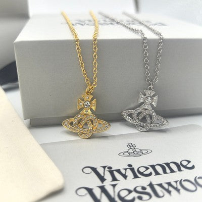 check description Vivienne Westwood Knot Heart Hollow Saturn Necklace Pendant