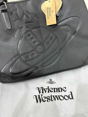 Vivienne Westwood Hamilton Tote Bag Orb Logo Leather Grain Black Outlet Products