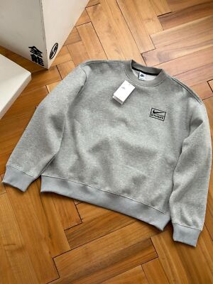 see description size S-L stussy nike Logo Embroidered Crew Neck Sweatshirt