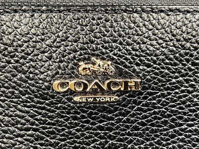 Coach Logo Accessory Pouch Handbag Zip bag city bag Leather Women's Black