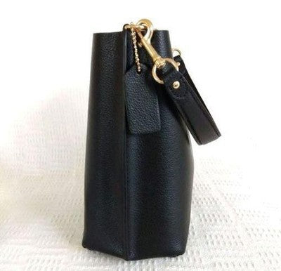 Coach CA177 Shoulder Bag Molly Bucket Bag Leather Black Top Handle Premium Price