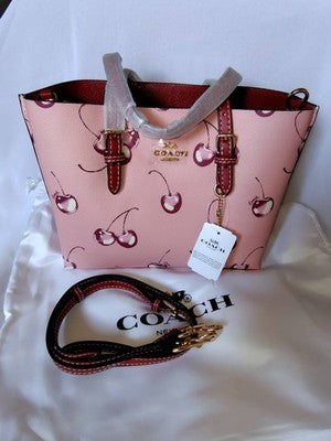 Coach Mollie Tote 25 With Cherry Print CR293  New Pink