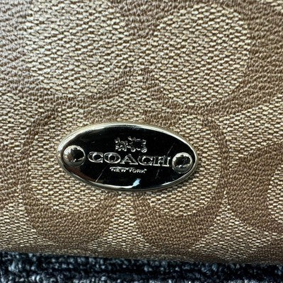 COACH Signature Canvas Brown Shoulder bags Zip bag Leather Crossbody Strap