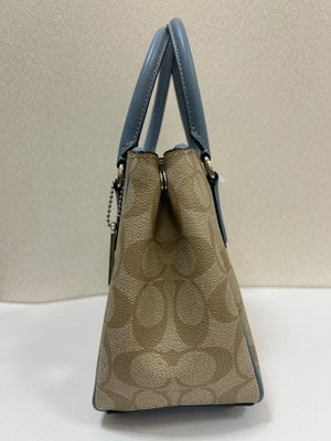 COACH Signature 2way Handbag Tote Bag Shoulder bag Light Khaki Leather F67027