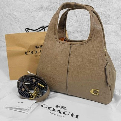 COACH CM545 LANA23 Crossbody 2way Shoulder Bag Leather Dark Stone Brown Outlet