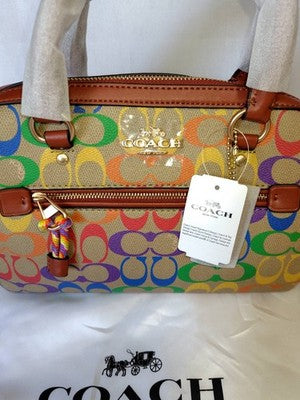 COACH Rowan Satchel Signature Canvas Rainbow Shoulder 2Way Bag C4396 Outlet New