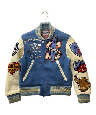 【34】 WHITESVILLE 30oz Wool Melton Award Jacket Leather WV10492/493 Blue x White