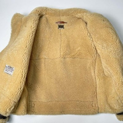 AVIREX B-3 Painted Shearling Jacket Real mouton flight jacket 44 Bomber Brown