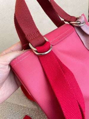 Longchamp Le Pliage S size Tote Bag Hand bag Nylon bag  Red Leather
