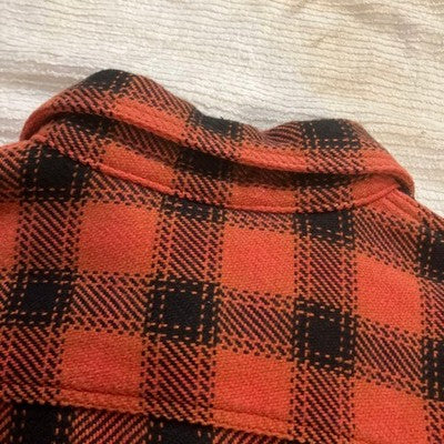 The Flat Head Heavy Flannel Shirt Size 40/L Orange and Black Cotton
