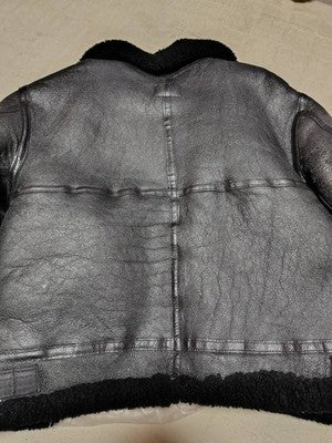 AVIREX B-3 Leather Jacket sheepskin flight jacket size XL/42 Black Rare Model