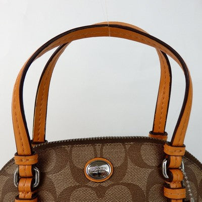 COACH Signature 2way Handbag Shoulder Bag Zip bag Brown Women's  Leather