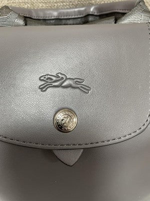 Longchamp Le Pliage Extra S size Backpack Rucksack Zipper bag Gray Leather