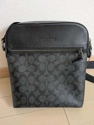 COACH F73336 Shoulder Bag Crossbody Handbag Leather Black Logo monogram Men's