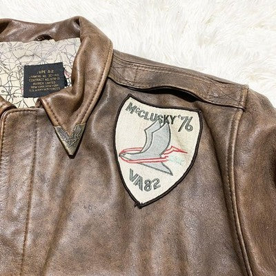 VTG Avirex A-2  Leather Jacket Flight jacket A-2 Patch Patch M Vintage 80s