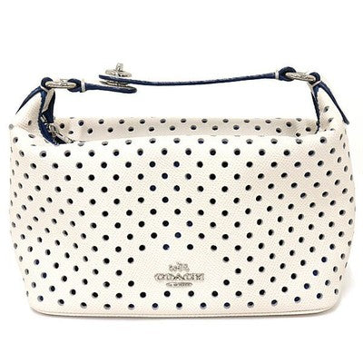 Coach Perforated Leather Pochette Pouch Handbag Cosmetic pouch Punching Ivory