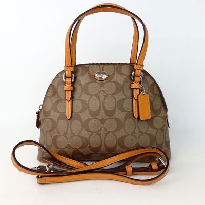 COACH Signature 2way Handbag Shoulder Bag Zip bag Brown Women's  Leather
