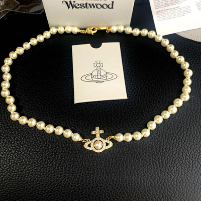 Vivienne Westwood Necklace Olympia Pearl Choker Gold Total length 44cm Boxed