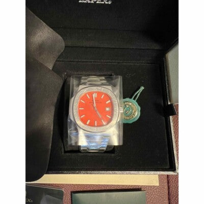 A BATHING APE Type 10 Bapex WRISTWATCH Silver Orange
