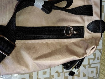 Longchamp Le Pliage Energy Backpack Zipper bag Nylon bag Pink Beige Leather