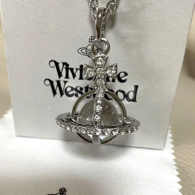 Vivienne Westwood Orb Globe Necklace Silver Clear Accessories Box included New