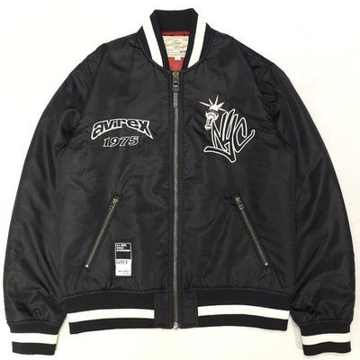 AVIREX Nylon Stadium Jacket Stars and Stripes Black sizeL American Casual