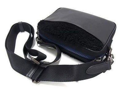 Coach Boa x Leather Crossbody Shoulder Bag for Men Black x Blue Zip bag