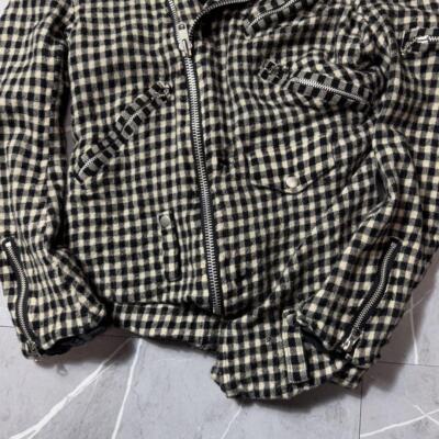 Junya Watanabe Comme des Garcons 07AW shrunken twisted riders jacket, check