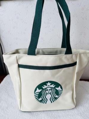 Starbucks Lunch Bag Bento Bag Thermal Canvas Tote Bag White handbag