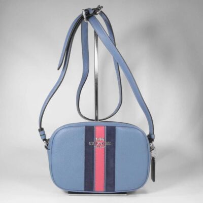 COACH  SVUOI mini jamie camera bag varsity stripe Silver/Indigo Multi CB868