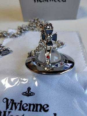 Vivienne Westwood Orb Necklace Small Orb Silver x Clear Accessories Box included