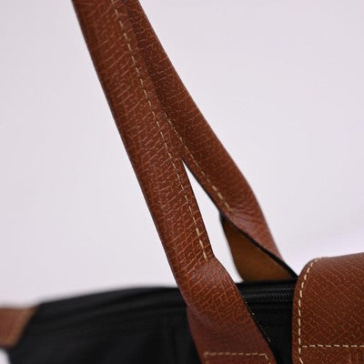 Longchamp L size Nylon Tote Bag Handbag  Business Bag Black × Brown