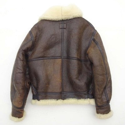 Avirex B-3 flight jacket Mouton Lamb Leather Sheepskin Brown Men's Size 36/M