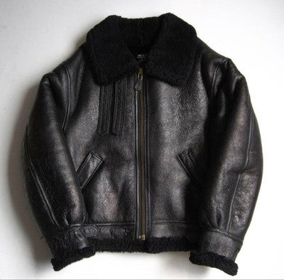 size 42 AVIREX B-3 black Leather Jacket sheepskin flight jacket Rare Model gift