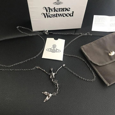 Vivienne Westwood Mermaid Ariel Skull Necklace Silver Chain 80cm Box included